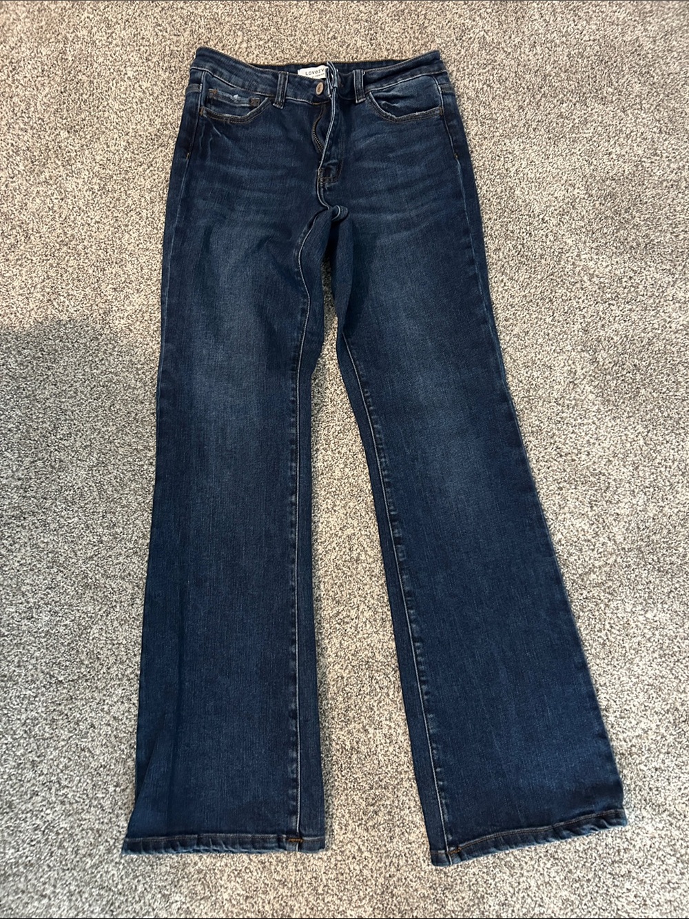 Classic Dark Indigo Wide-Leg Jeans with Subtle Flare